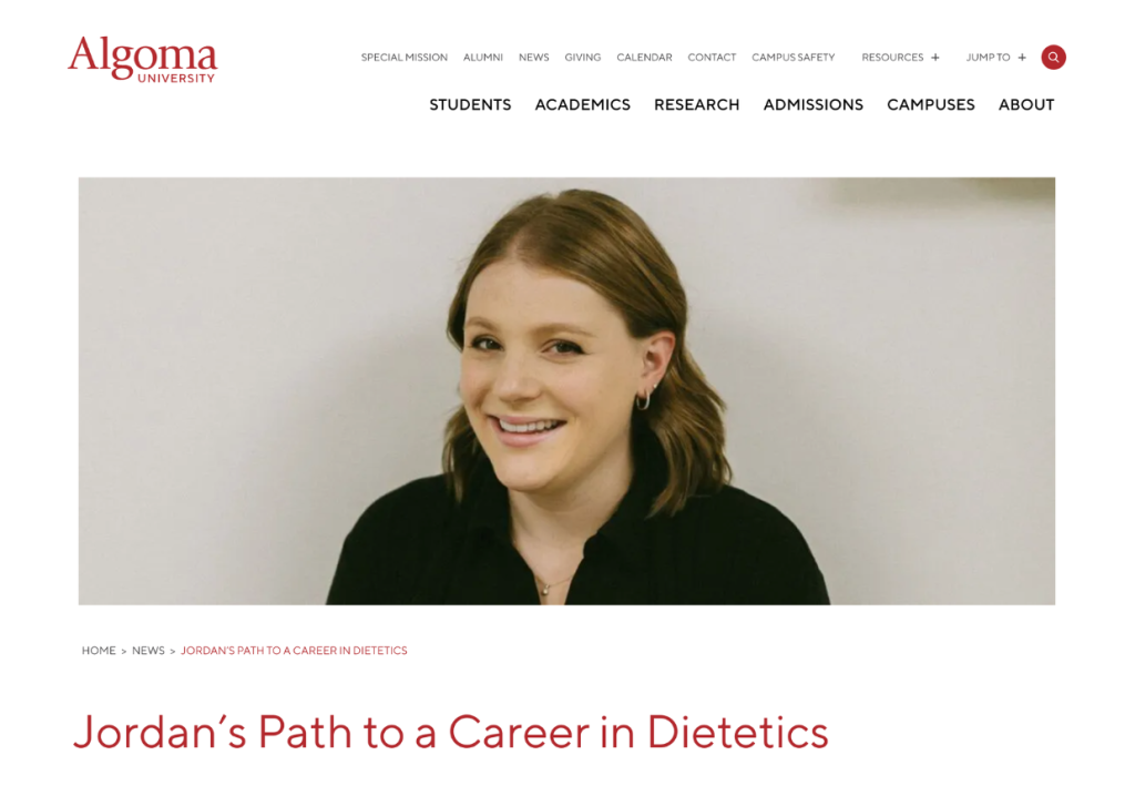 Jordan’s Path to a Career in Dietetics